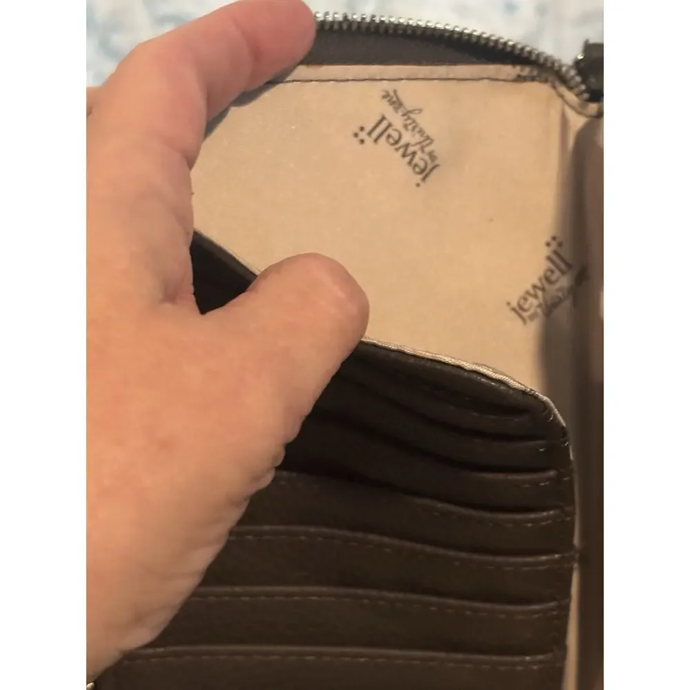 Jewell Thirty-One Gray Faux Snake Wristlet Wallet Clutch